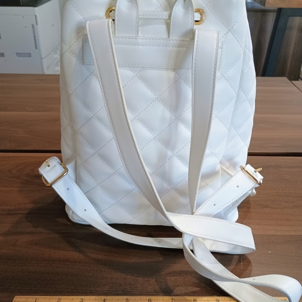 White Quilted Backpack - Picture 3 of 6